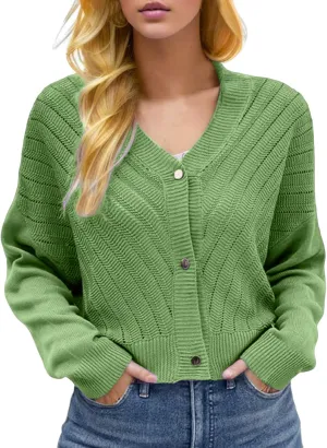2023 Women's Cardigan Sweater V Neck Button-Down Soft Coats Long Sleeve Oversized Knit Cardigans Trendy Lightweight Jacket