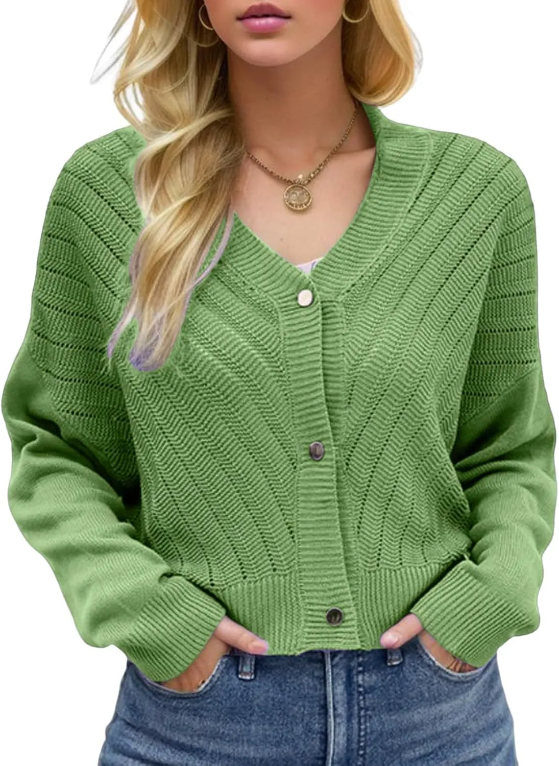 2023 Women's Cardigan Sweater V Neck Button-Down Soft Coats Long Sleeve Oversized Knit Cardigans Trendy Lightweight Jacket