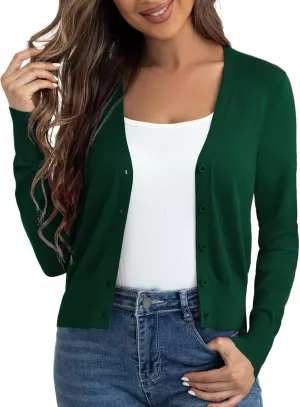 Ahlaray Women's Cropped Cardigans Sweaters Button Down Open Front Bolero Shrugs for Dresses, S-XL