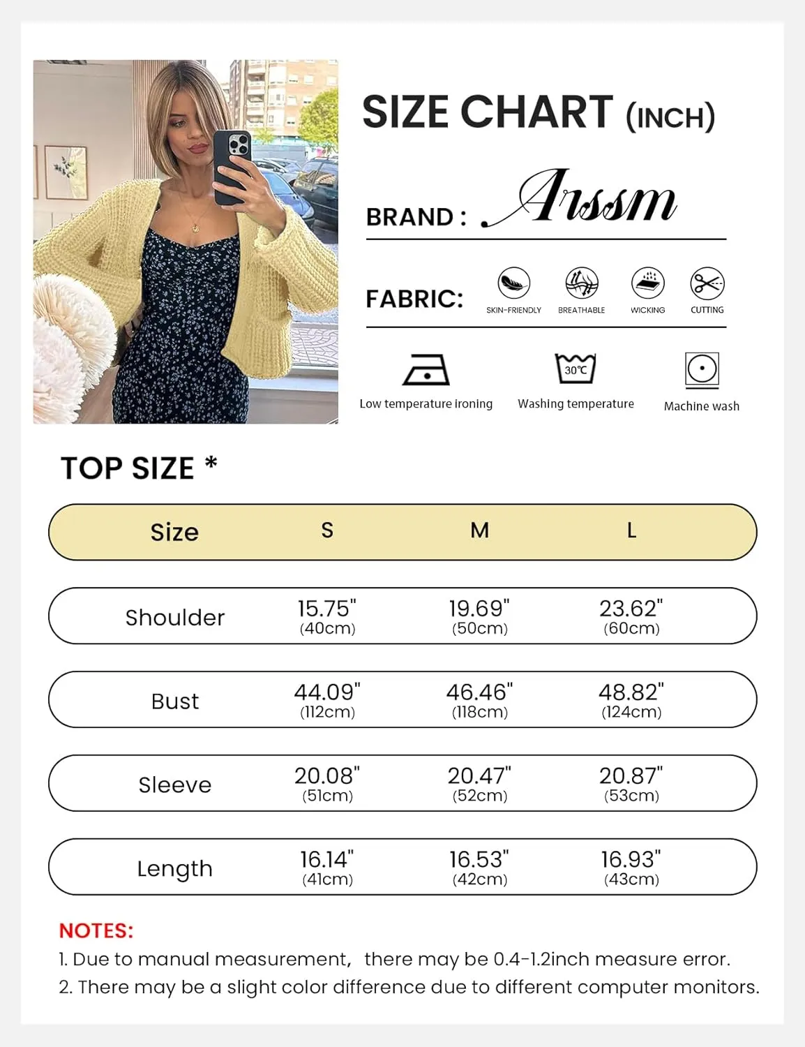 Arssm Womens Cropped Cardigan Sweaters Chunky Open Front Button Down Knit Sweater Long Sleeve Loose Cardigan Outerwear