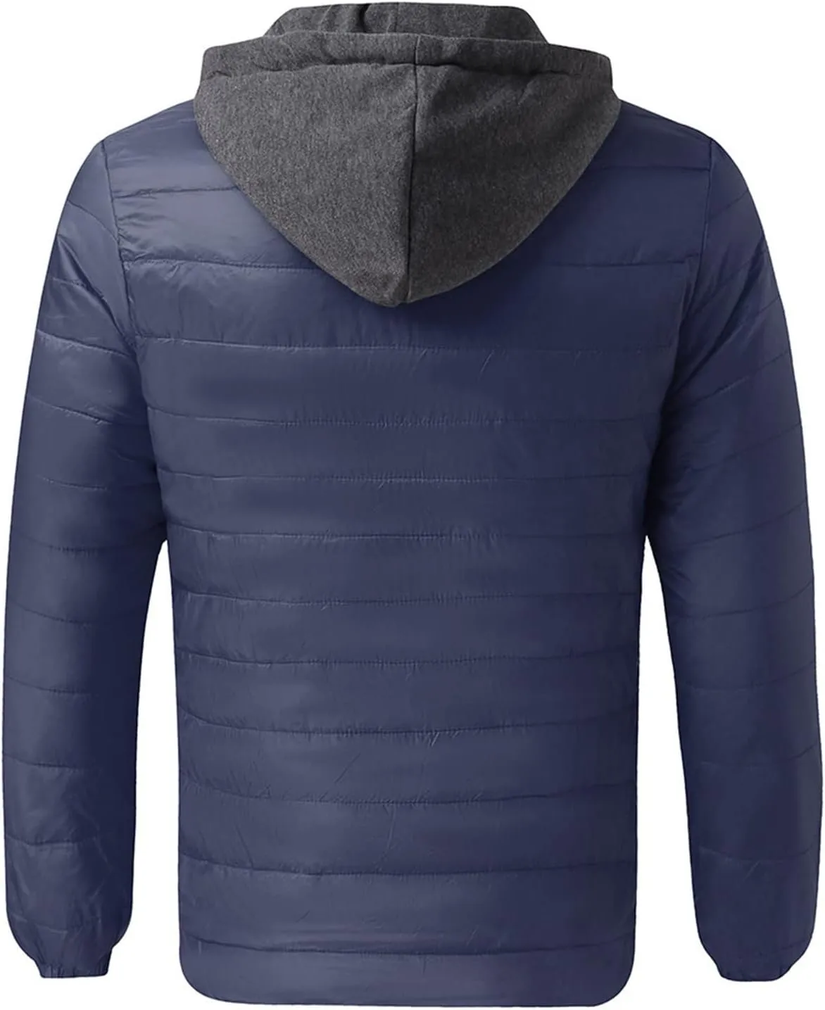 BIFUTON Lightweight Puffer Jacket with Hood Men Warm Thick Down Hoodie Full Zip Puffy Coat for Hiking Travel Winter Outwears