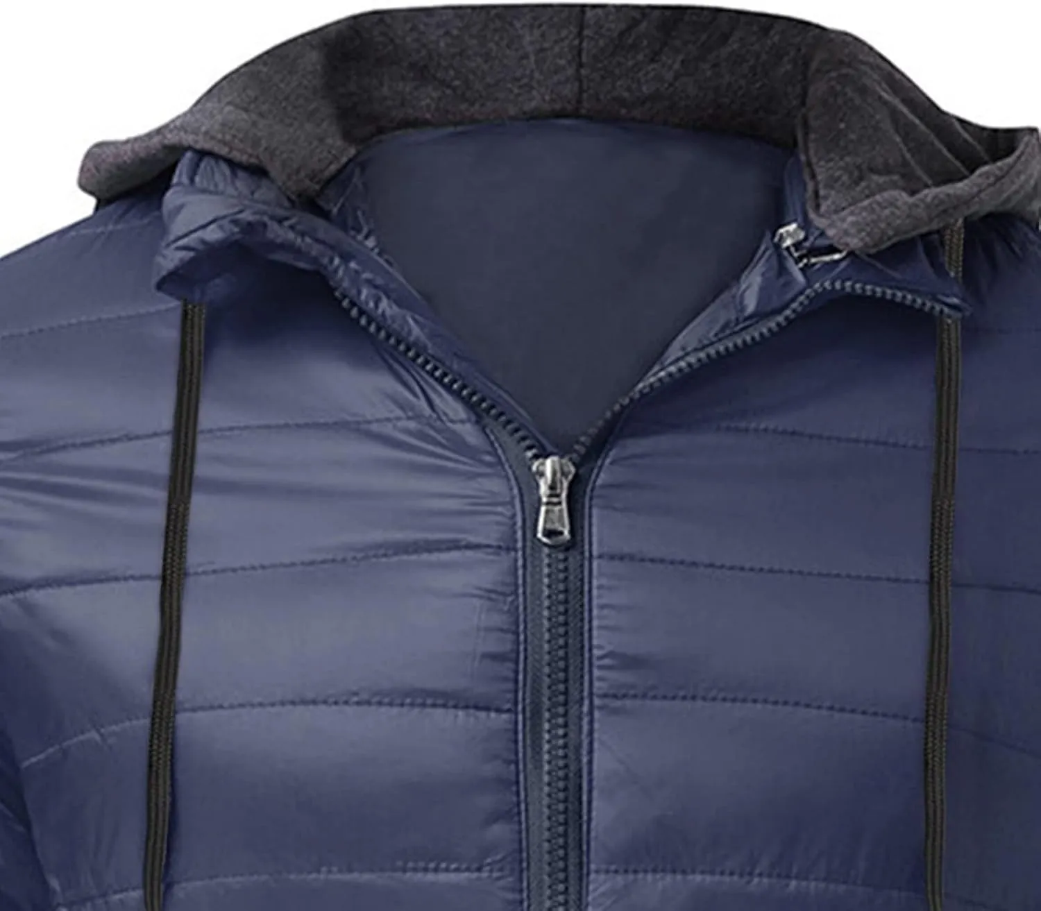 BIFUTON Lightweight Puffer Jacket with Hood Men Warm Thick Down Hoodie Full Zip Puffy Coat for Hiking Travel Winter Outwears