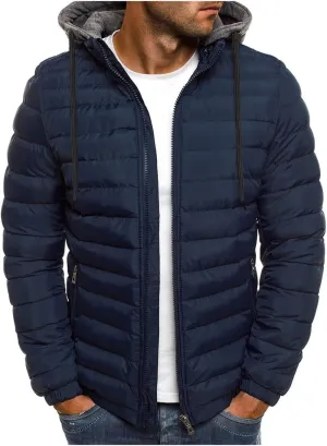 BIFUTON Lightweight Puffer Jacket with Hood Men Warm Thick Down Hoodie Full Zip Puffy Coat for Hiking Travel Winter Outwears