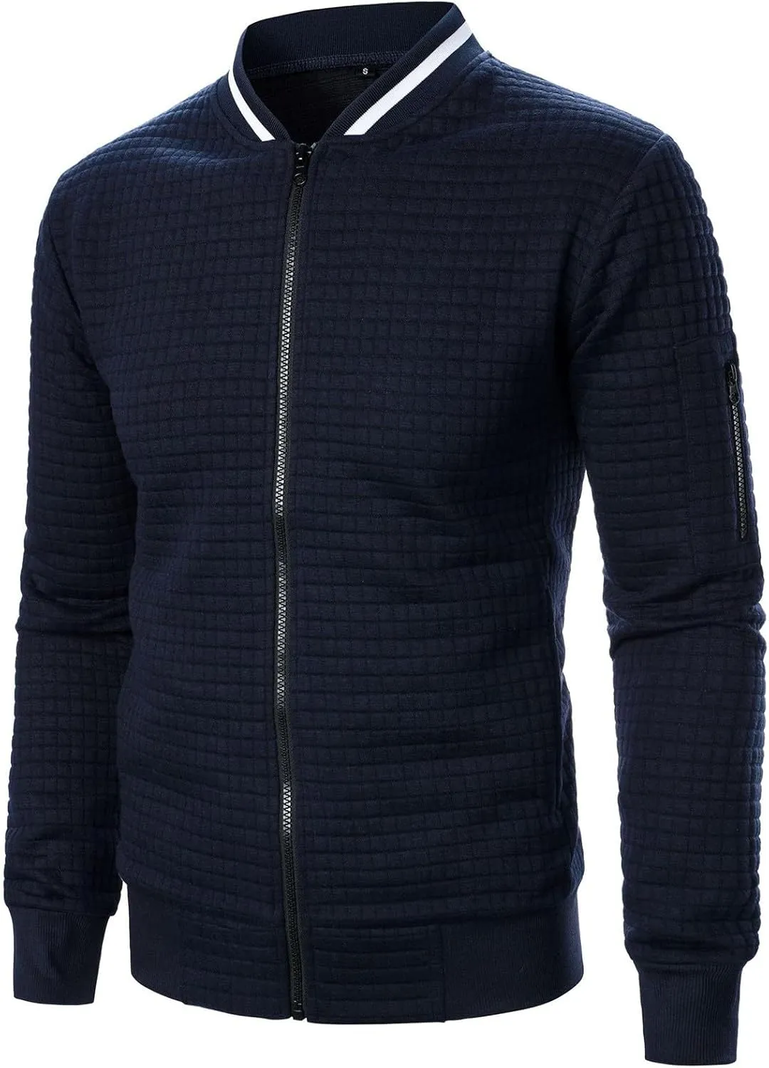 BIFUTON Men's Lightweight Jackets Bomber Jacket Textured Casual Varsity Jacket Full Zip Up Winter Jackets Outdoor Warm Coat