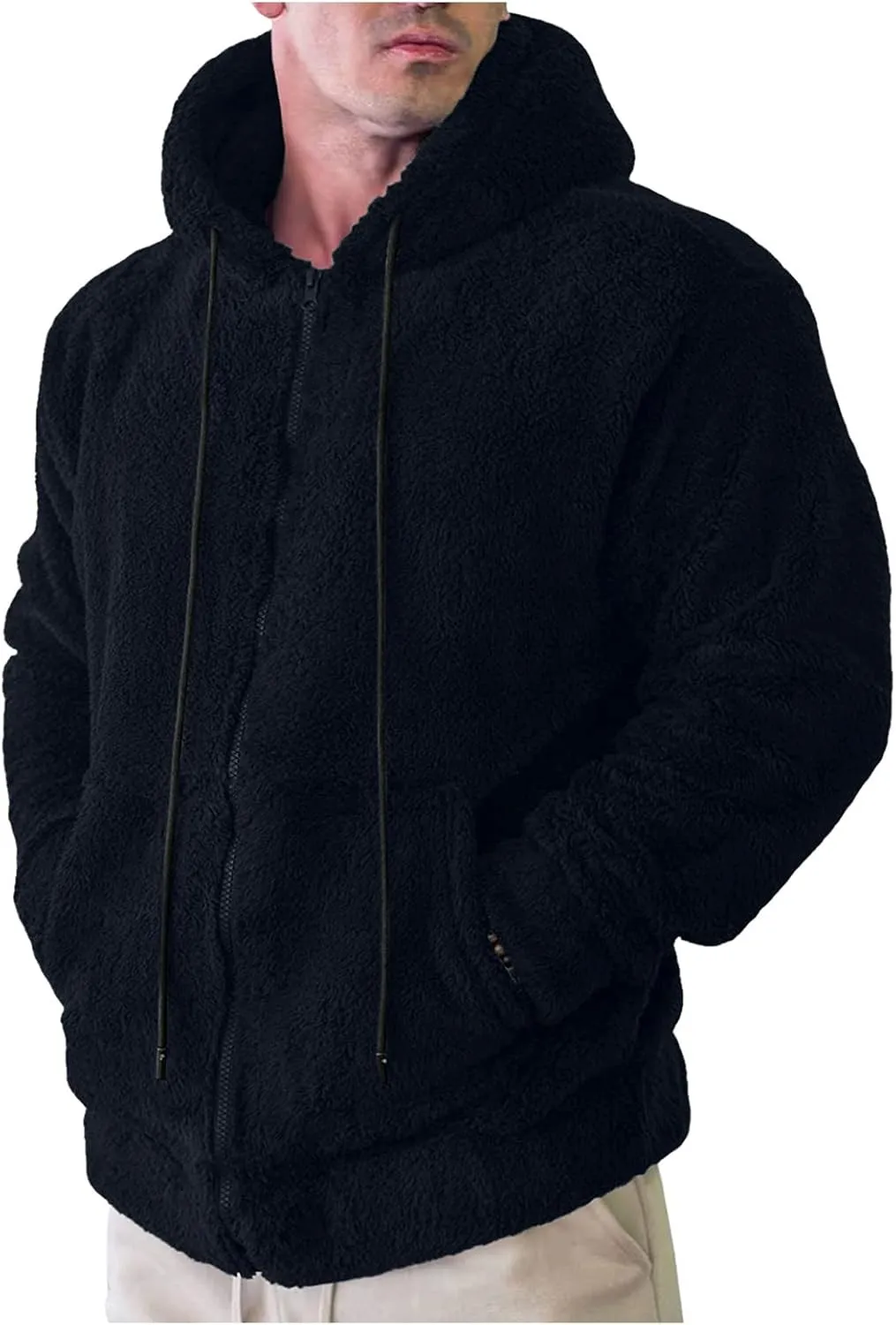 BIFUTON Winter Jackets for Men, Men's Outdoor Casual Fleece Sherpa Lined Full Zip Hooded Jacket Warm Heavyweight Winter Coats