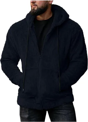 BIFUTON Winter Jackets for Men, Men's Outdoor Casual Fleece Sherpa Lined Full Zip Hooded Jacket Warm Heavyweight Winter Coats