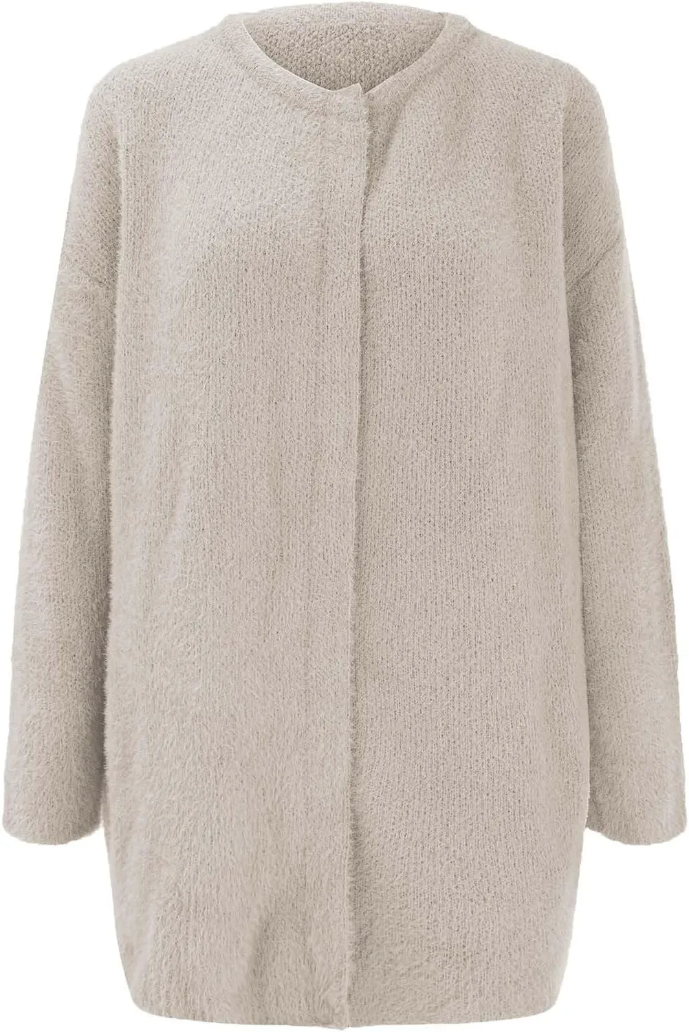 Black Trench Coat Women,Women's Wool Coat Slim Trench Long Coat Fall Winter Elegant Round Neck Straight Sweaters
