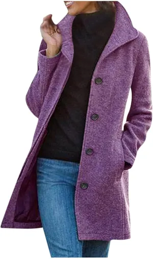 BZGTZT Winter Coats For Women 2022 Fashion Mid-Length Stand Collar Trench Coat Wool Blend Pea Coats Business Jacket Outwear