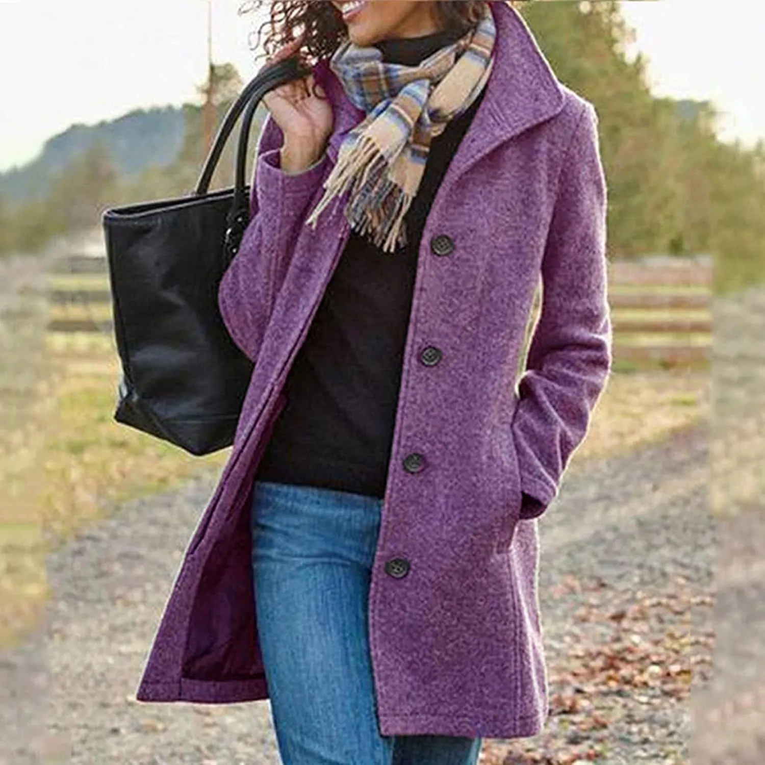 BZGTZT Winter Coats For Women 2022 Fashion Mid-Length Stand Collar Trench Coat Wool Blend Pea Coats Business Jacket Outwear