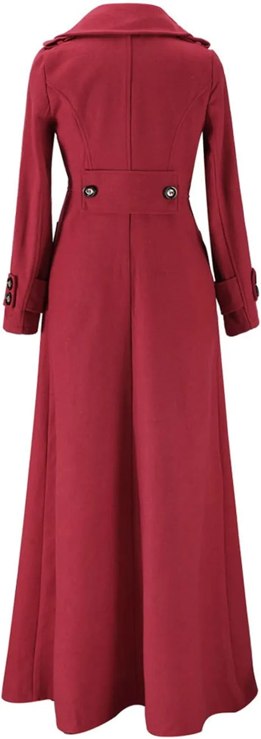 BZGTZT Women's Long Trench Coat Goth Wool Blend Pea Jacket Victorian Long Slim Fit Cardigans Coats Winter Lapel Outwear