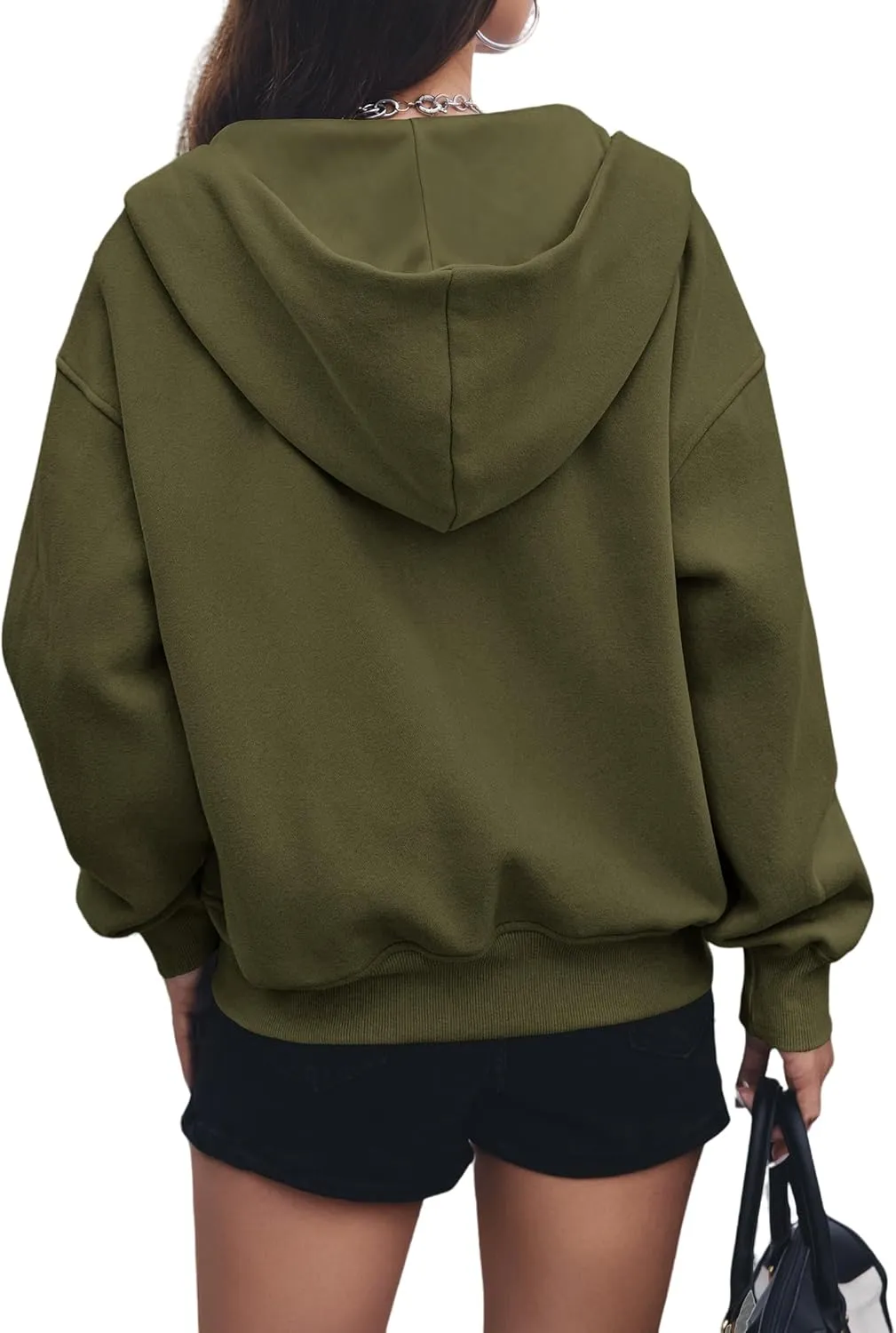 Canbebig Zip Up Hoodies Women Casual Cropped Sweatshirts Long Sleeve Fleece Hooded Jackets 2024 Trendy Fall Winter Clothes