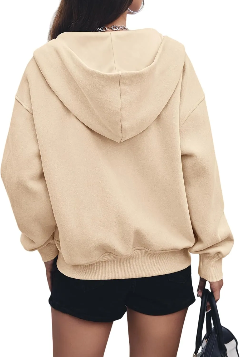 Canbebig Zip Up Hoodies Women Casual Cropped Sweatshirts Long Sleeve Fleece Hooded Jackets 2024 Trendy Fall Winter Clothes