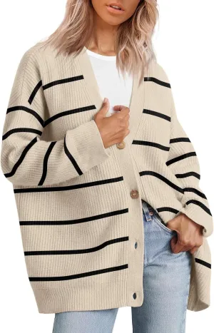 Cardigan Sweater for Women Oversized Button Down Cardigan Lightweight V Neck Knit Tops