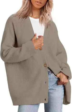 Cardigan Sweater for Women Oversized Button Down Cardigan Lightweight V Neck Knit Tops