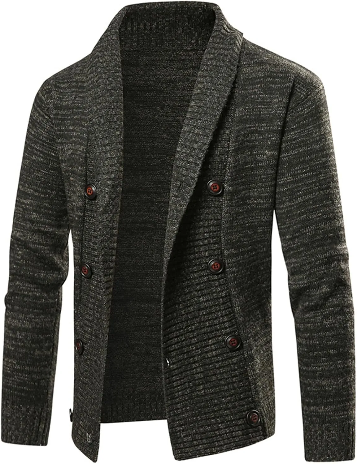 Cardigan Sweaters for Men Double Breasted Sweater Shawl Collar Sweater Coat Button Down Knit Cardigan Warm Jacket