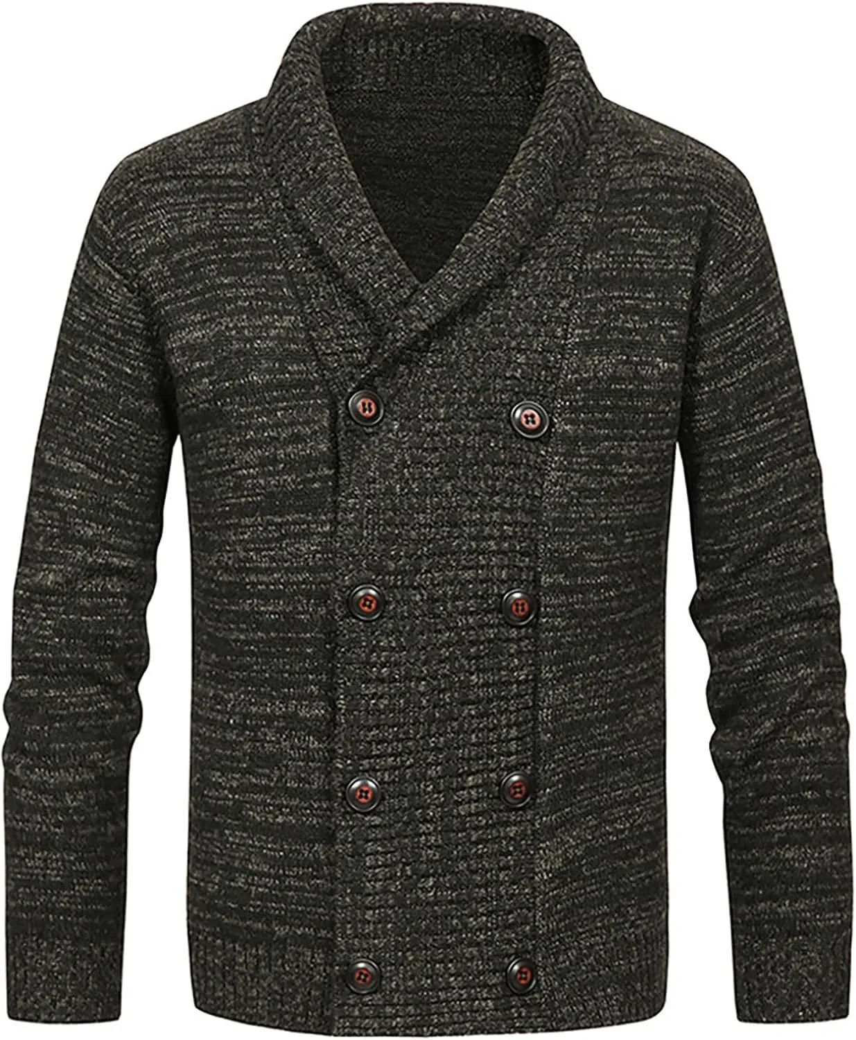 Cardigan Sweaters for Men Double Breasted Sweater Shawl Collar Sweater Coat Button Down Knit Cardigan Warm Jacket