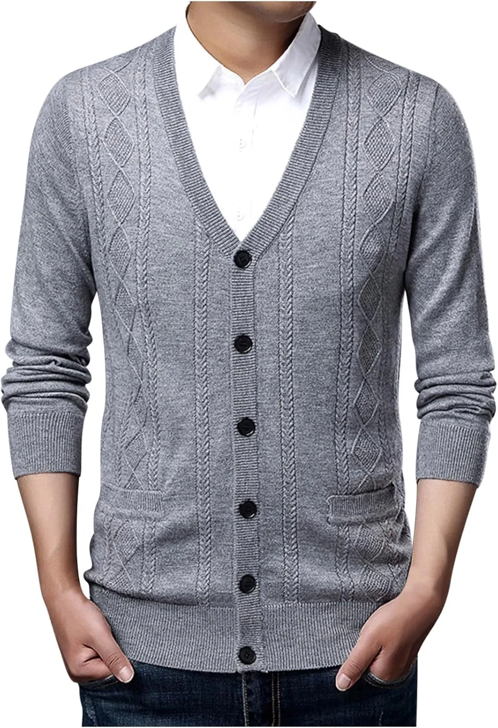 Cardigan Sweaters for Mens Soft Knitted Cardigan Button Down Sweater V Neck Long Sleeve Sweaters Winter Coat Men