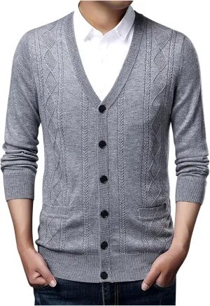 Cardigan Sweaters for Mens Soft Knitted Cardigan Button Down Sweater V Neck Long Sleeve Sweaters Winter Coat Men