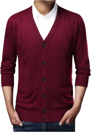 Cardigan Sweaters for Mens Soft Knitted Cardigan Button Down Sweater V Neck Long Sleeve Sweaters Winter Coat Men