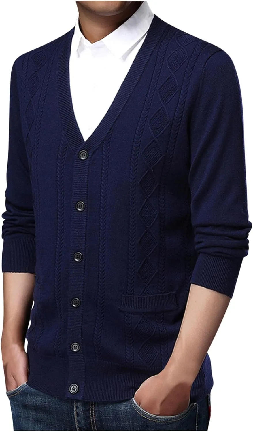 Cardigan Sweaters for Mens Soft Knitted Cardigan Button Down Sweater V Neck Long Sleeve Sweaters Winter Coat Men