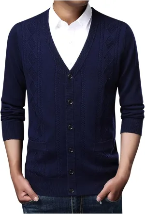 Cardigan Sweaters for Mens Soft Knitted Cardigan Button Down Sweater V Neck Long Sleeve Sweaters Winter Coat Men