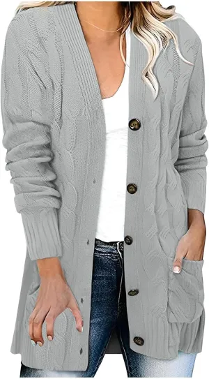 Cardigan Sweaters for Women Lightweight Casual Soft Open Front Sweater Duster Fashion V Neck Knit Button Jackets