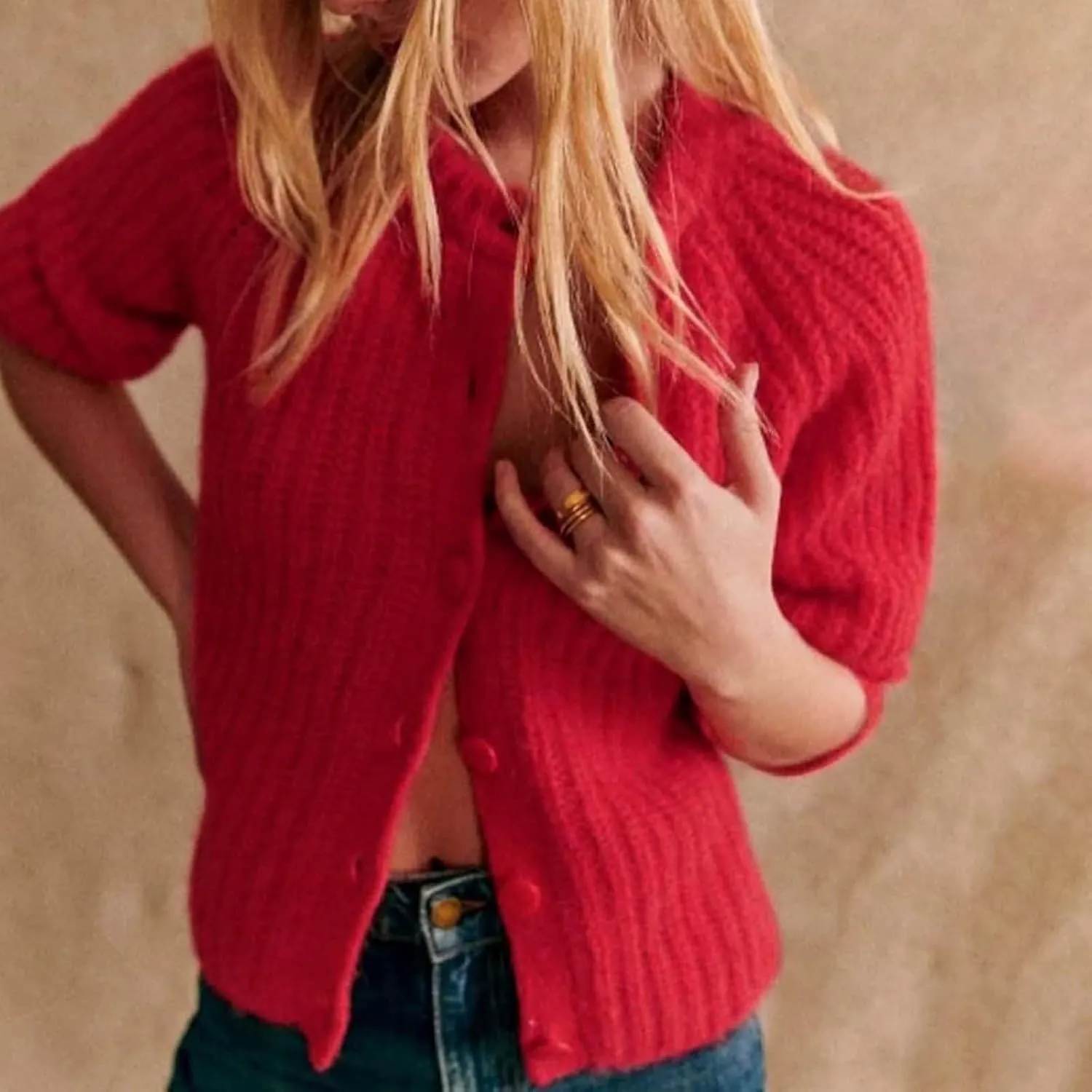 Cardigan Sweaters for Women Long Sleeve Button Chunky Knit Sweater Fall Crew Neck Loose Fit Open Front Cardigan