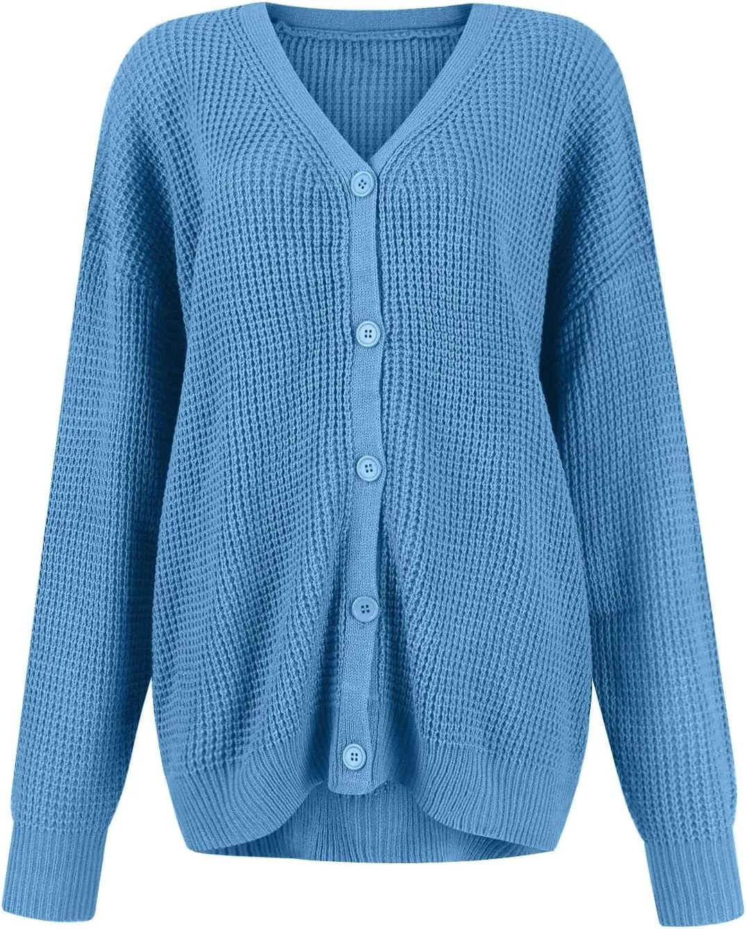 Cardigan Sweaters for Women Open Front Button Down Long Sleeve Knit Jacket Loose Fit Lightweight V Neck Outwear Coats