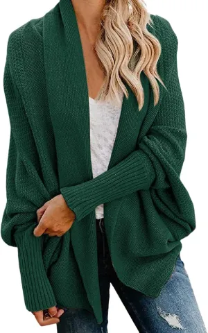 Cardigan Sweaters for Women Oversized Chunky Knit Kimono Slouchy Wrap Batwing Open Front Outwear Coat