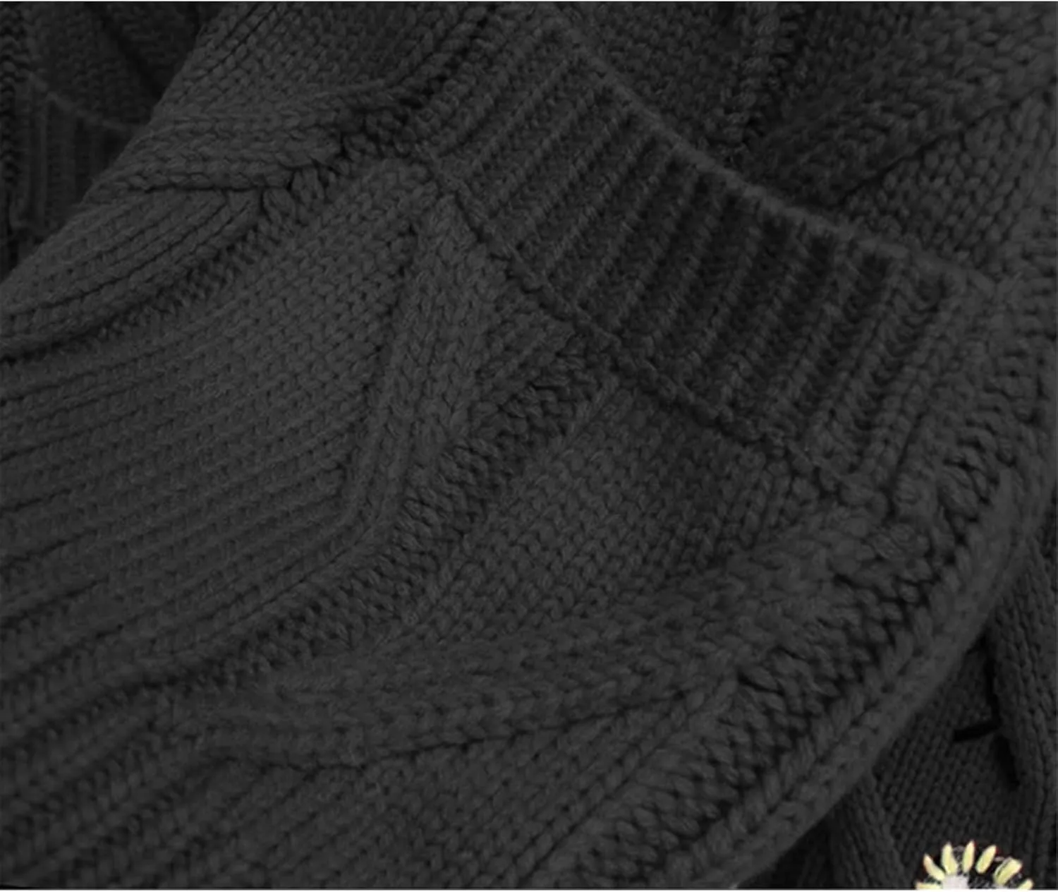 Cardigan Sweaters for Women Trendy Chunky Cable Knit Sweater V-Neck Button Down Sweaters Embroidery Open Front Coat