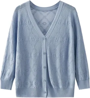 Cardigans for Women Long Sleeve Knit Coat V-Neck Button Down Lightweight Cardigan Sweater Open Front Knitwear Jackets