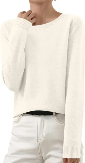 Cashmere Sweaters for Women Seamless Knit Sweater Lightweight Long Sleeve Jumper Soft Warm Wool Sweater Trendy