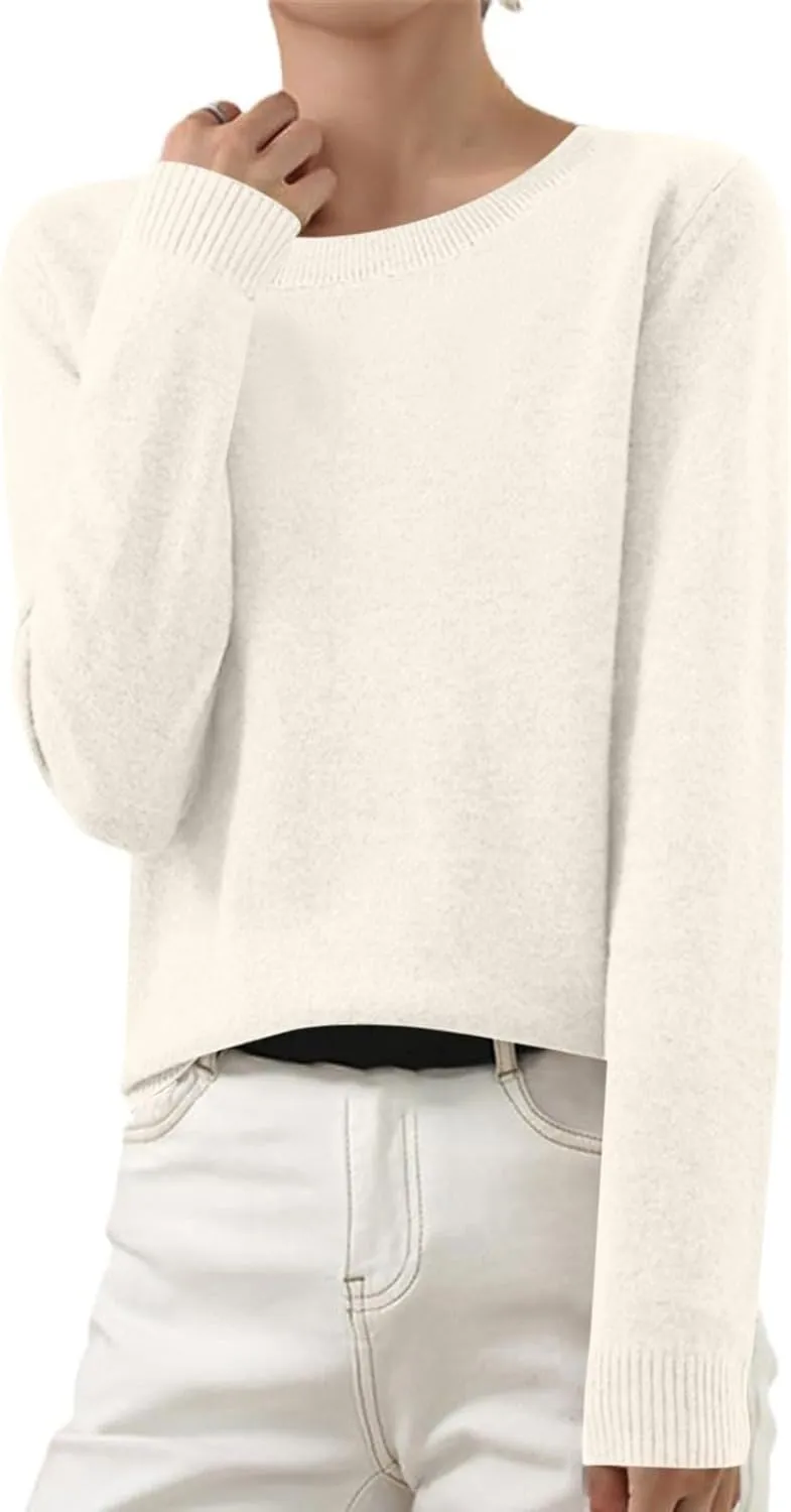 Cashmere Sweaters for Women Seamless Knit Sweater Lightweight Long Sleeve Jumper Soft Warm Wool Sweater Trendy