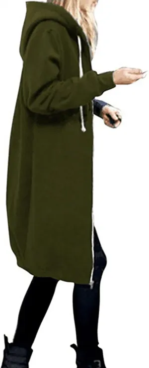 Cdiecer Women Hoodies Zip Up Long Hooded Sweatshirt Jacket Casual Front Cardigan Plus Size Fall Winter Coat with Pockets