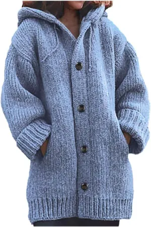 ChicCrate Womens Sweaters Open Front Cardigan Button Down Long Sleeve Shirt Cable Knit Chunky Tops Warm Winter Coats Outwears