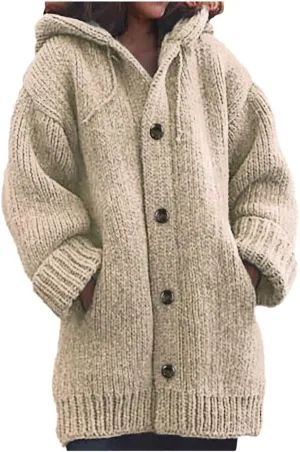ChicCrate Womens Sweaters Open Front Cardigan Button Down Long Sleeve Shirt Cable Knit Chunky Tops Warm Winter Coats Outwears