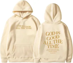 Christian Sweatshirts for Women God is Good All The Time Hoodies Long Sleeve Oversized Hoodies Jesus Sweatshirts