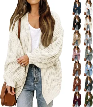 Chunky Cardigan Sweaters for Women Casual Comfy Open Front Long Cardigan Loose Fit Winter Warm Oversized Sweaters