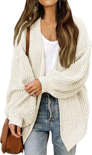 Chunky Cardigan Sweaters for Women Long Sleeve Open Front Cardigan Oversized Knit Sweaters with Pockets