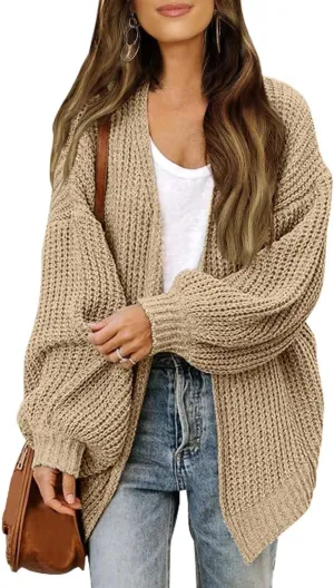 Chunky Cardigan Sweaters for Women Long Sleeve Open Front Cardigan Oversized Knit Sweaters with Pockets