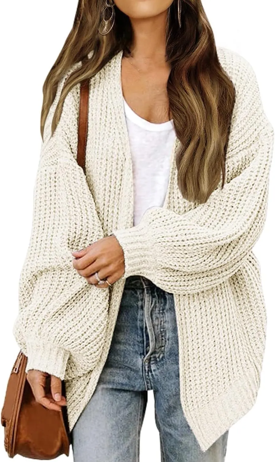 Chunky Cardigan Sweaters for Women Long Sleeve Open Front Cardigan Oversized Knit Sweaters with Pockets