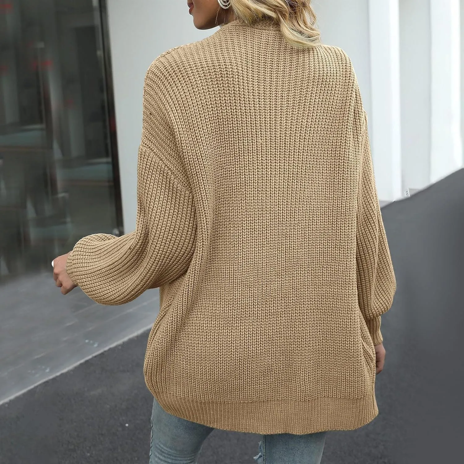 Chunky Cardigan Sweaters for Women Long Sleeve Open Front Cardigan Oversized Knit Sweaters with Pockets