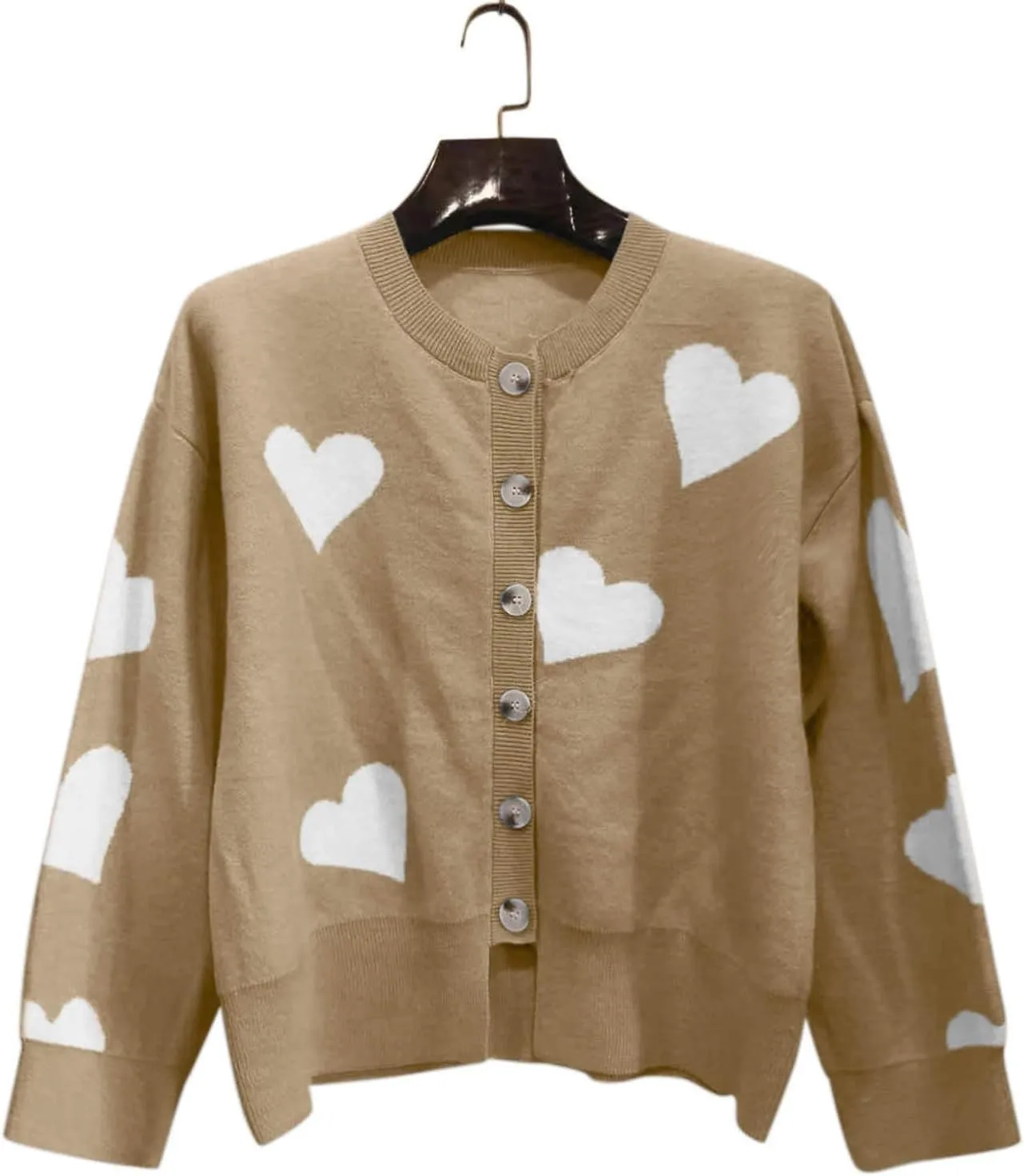 Chunky Knit Sweater Women Heart Graphic Long Sleeve Pullover Tops Crewneck Button Down Plus Size Cardigan Sweaters