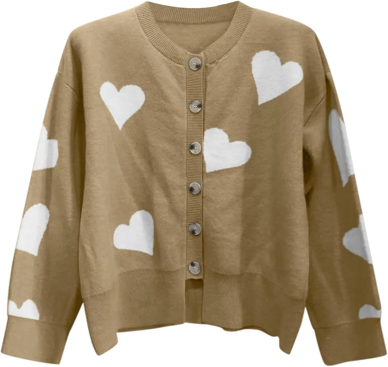 Chunky Knit Sweater Women Heart Graphic Long Sleeve Pullover Tops Crewneck Button Down Plus Size Cardigan Sweaters