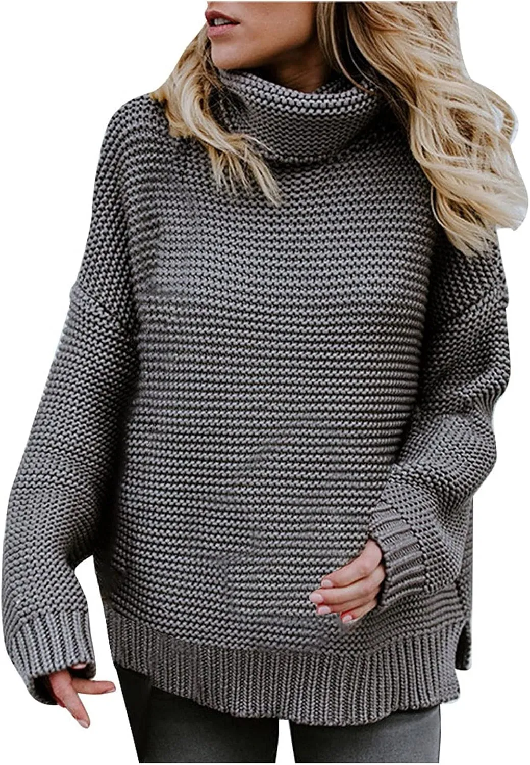 Chunky Sweaters for Women 2023 Fall Winter Oversized Sweaters Soft Warm Knitted Sweaters Slouchy Turtleneck Sweaters