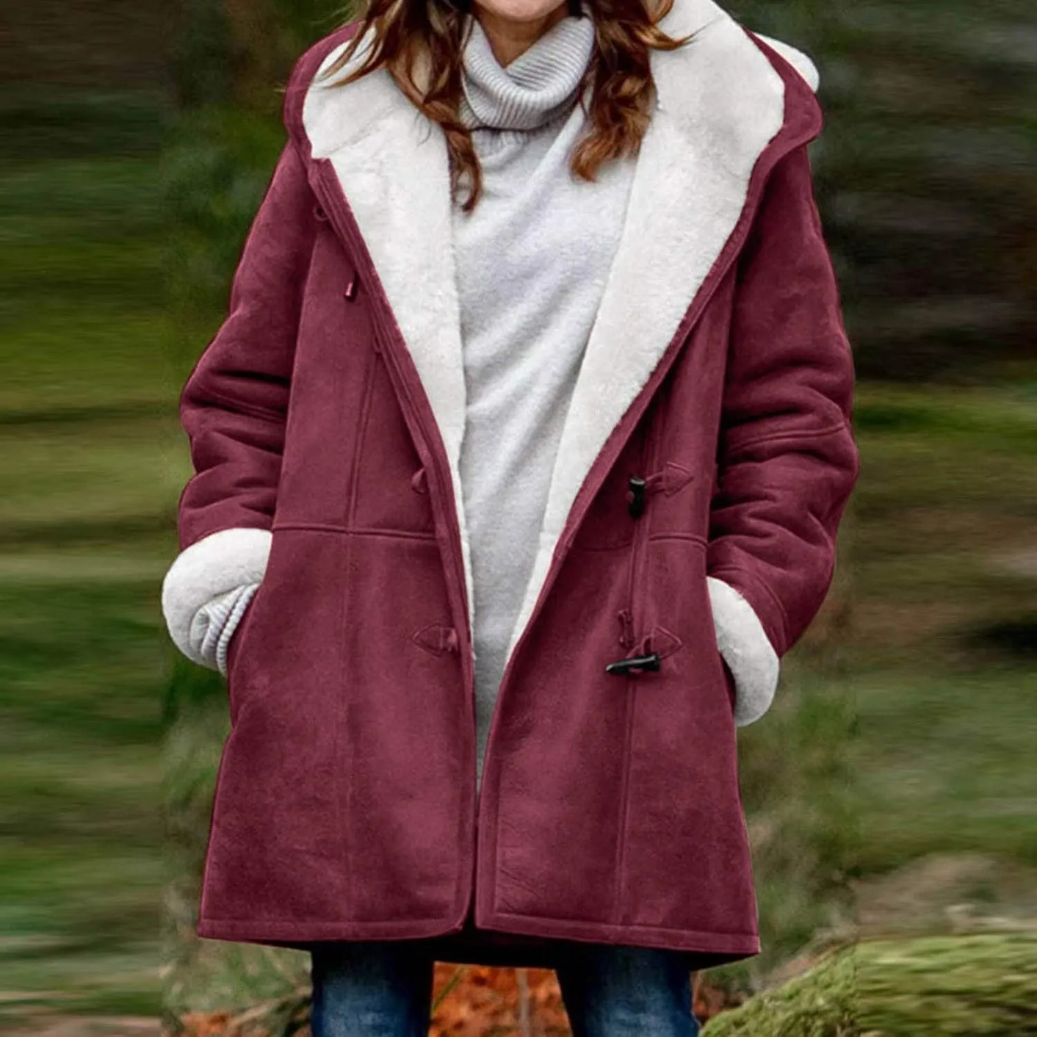 cooki Womens Coats Winter Fleece Lined Coats Sherpa Jackets Fuzzy Fleece Coats Oversized Long Thicken Vintage Warm Outerwear