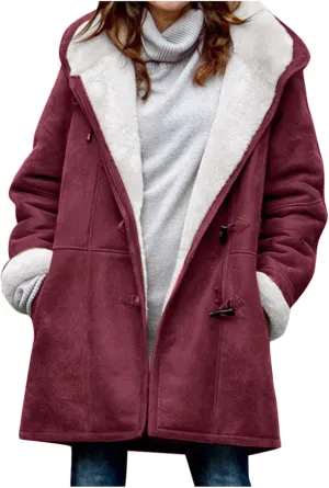 cooki Womens Coats Winter Fleece Lined Coats Sherpa Jackets Fuzzy Fleece Coats Oversized Long Thicken Vintage Warm Outerwear