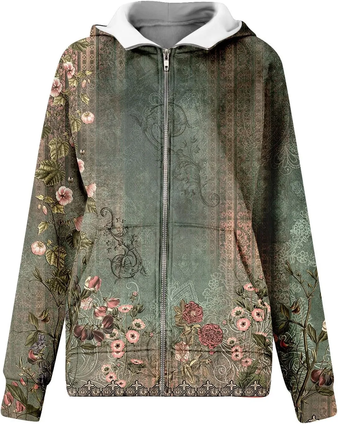COTECRAM Womens Full Zip Up Hoodie Long Sleeve Oversized Graphic Sweatshirt Fall Jacket with Pockets Fashion Clothes 2024