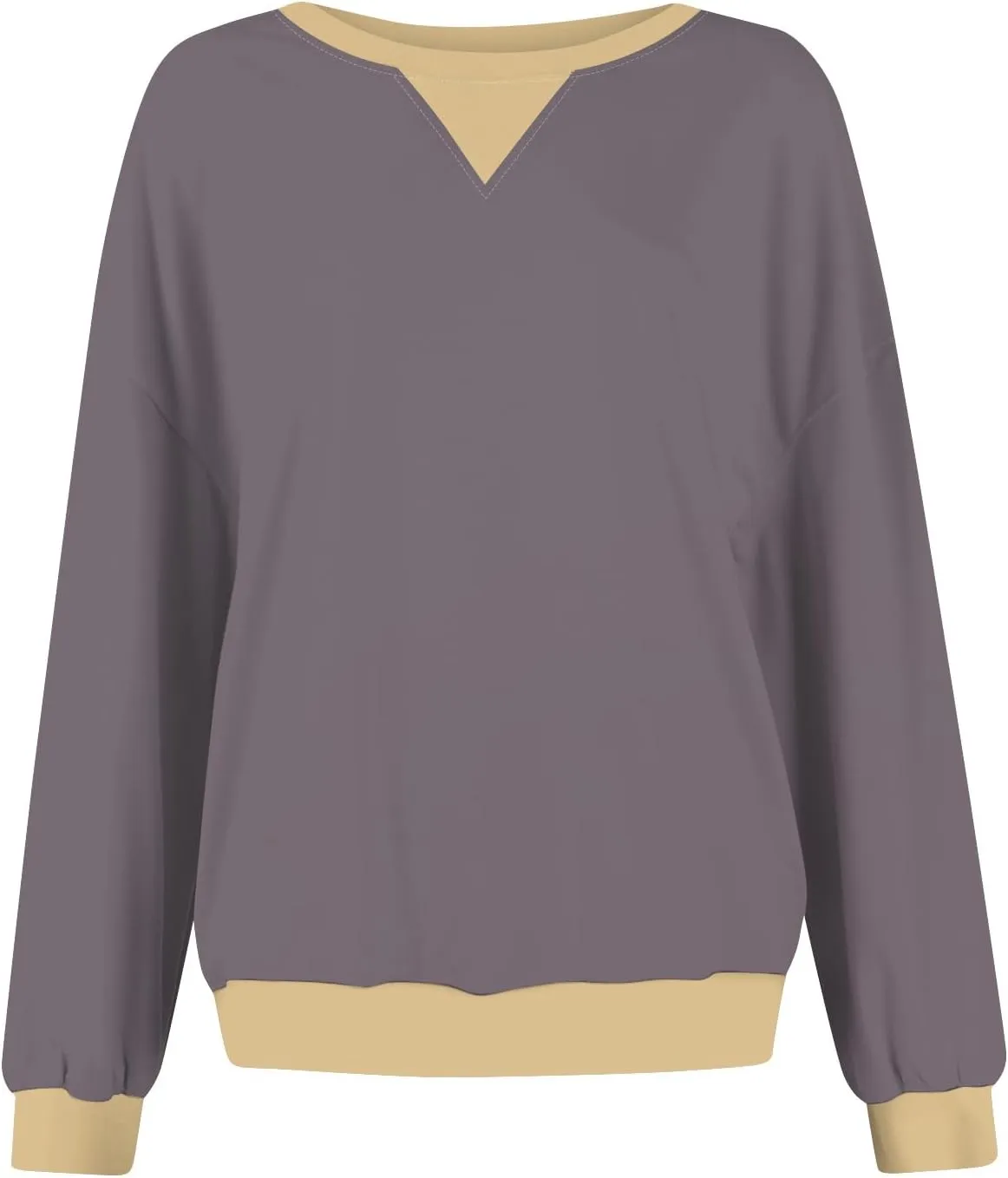 Crewneck Sweatshirts for Women Y2k Color Block Oversized Sweater Tops Drop Shoulder Causal Soft Comfy Pullover