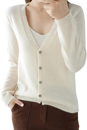 Cropped Cardigan Sweaters for Women 2024 Lightweight Knit Cardigan Long Sleeve V Neck Button Down Fall Outerwear